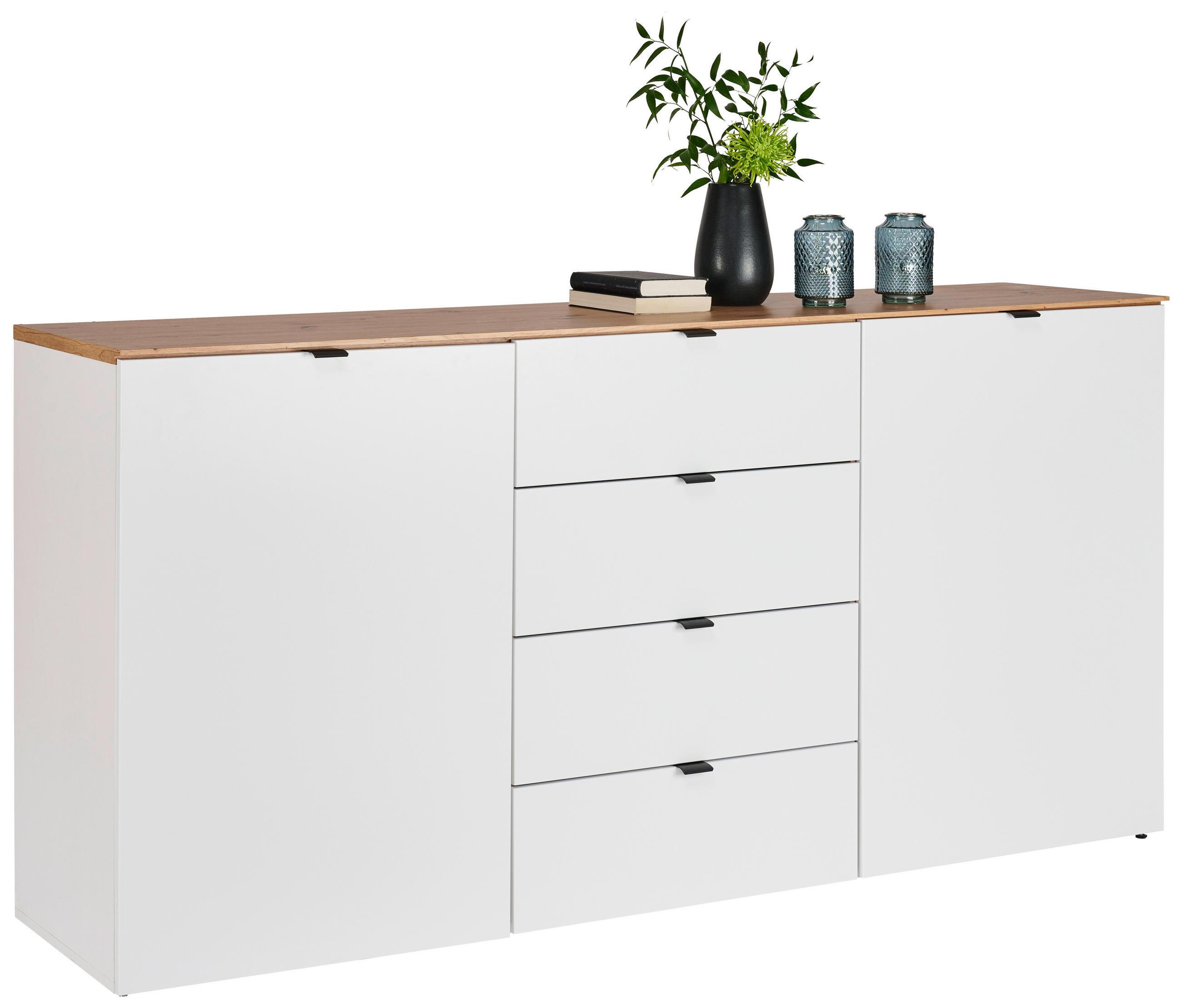 SIDEBOARD  180/91/44 cm 4 Schublade(n)  - Schwarz/Eiche Artisan, MODERN, Holzwerkstoff/Kunststoff (180/91/44cm) - Hom`in