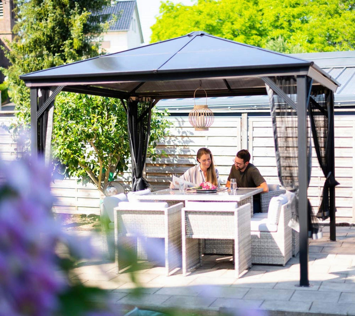 PAVILLON 298/261/298 cm Aluminium  - Anthrazit, Basics, Kunststoff/Metall (298/261/298cm) - Ambia Garden