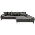 ECKSOFA Anthrazit Webstoff  - Anthrazit/Schwarz, KONVENTIONELL, Kunststoff/Textil (310/185cm) - Carryhome