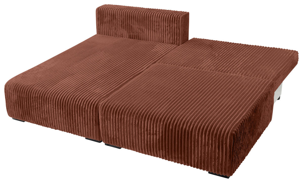ECKSOFA in Cord Bronzefarben  - Schwarz/Bronzefarben, Modern, Holz/Textil (145/210cm) - MID.YOU