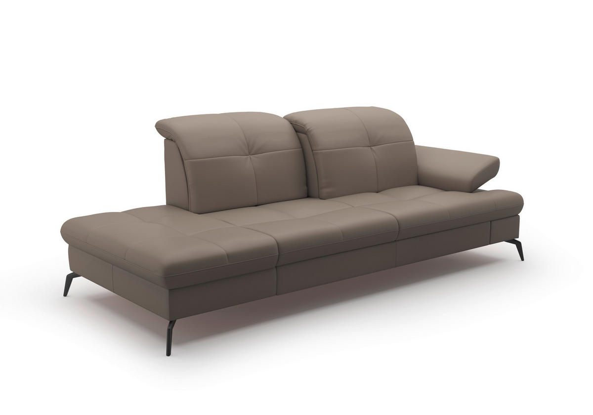 RÉCAMIERE in Echtleder Grau  - Schwarz/Grau, Konventionell, Leder/Metall (231/90/122cm) - Sit & More