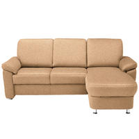 ECKSOFA in Webstoff Hellbraun  - Chromfarben/Hellbraun, Konventionell, Textil/Metall (220/163cm) - Beldomo System