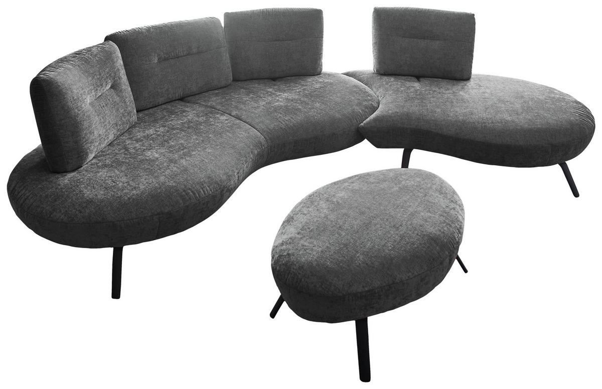 HOCKER Flachgewebe Anthrazit  - Anthrazit/Schwarz, Design, Textil/Metall (117/43/78cm) - Moderano