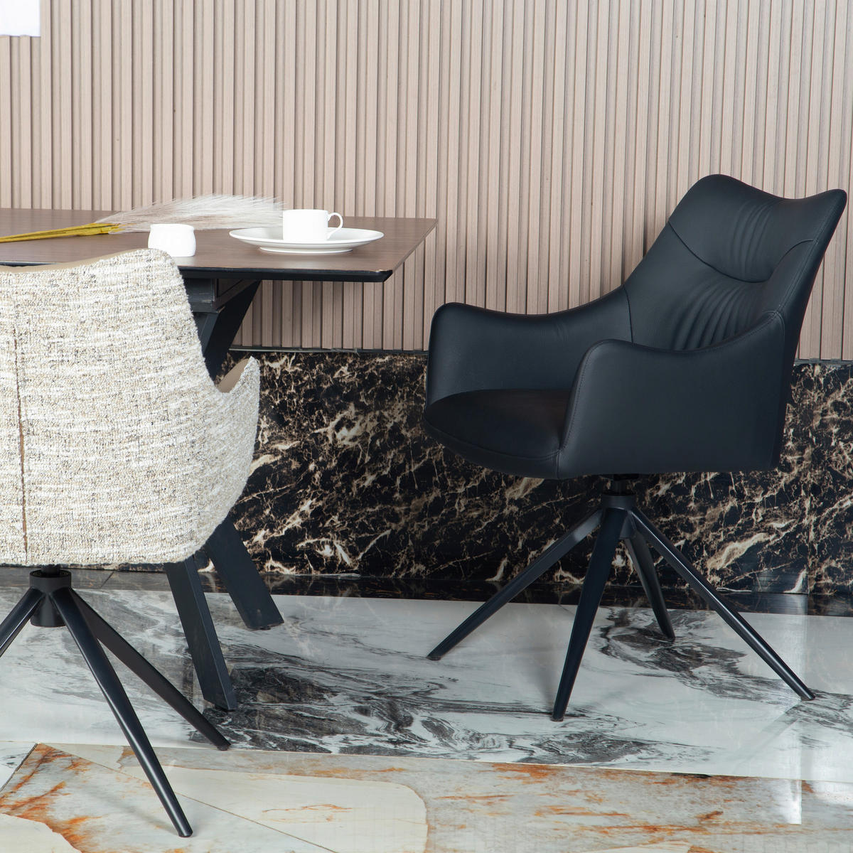 NASLANJAČ, kovina, usnje črna  - črna, Moderno, kovina/usnje (57/86,5/61,5cm) - Novel