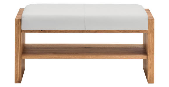 GARDEROBENBANK  in 88/44/42 cm  - Eichefarben/Weiß, MODERN, Leder/Holz (88/44/42cm) - Linea Natura