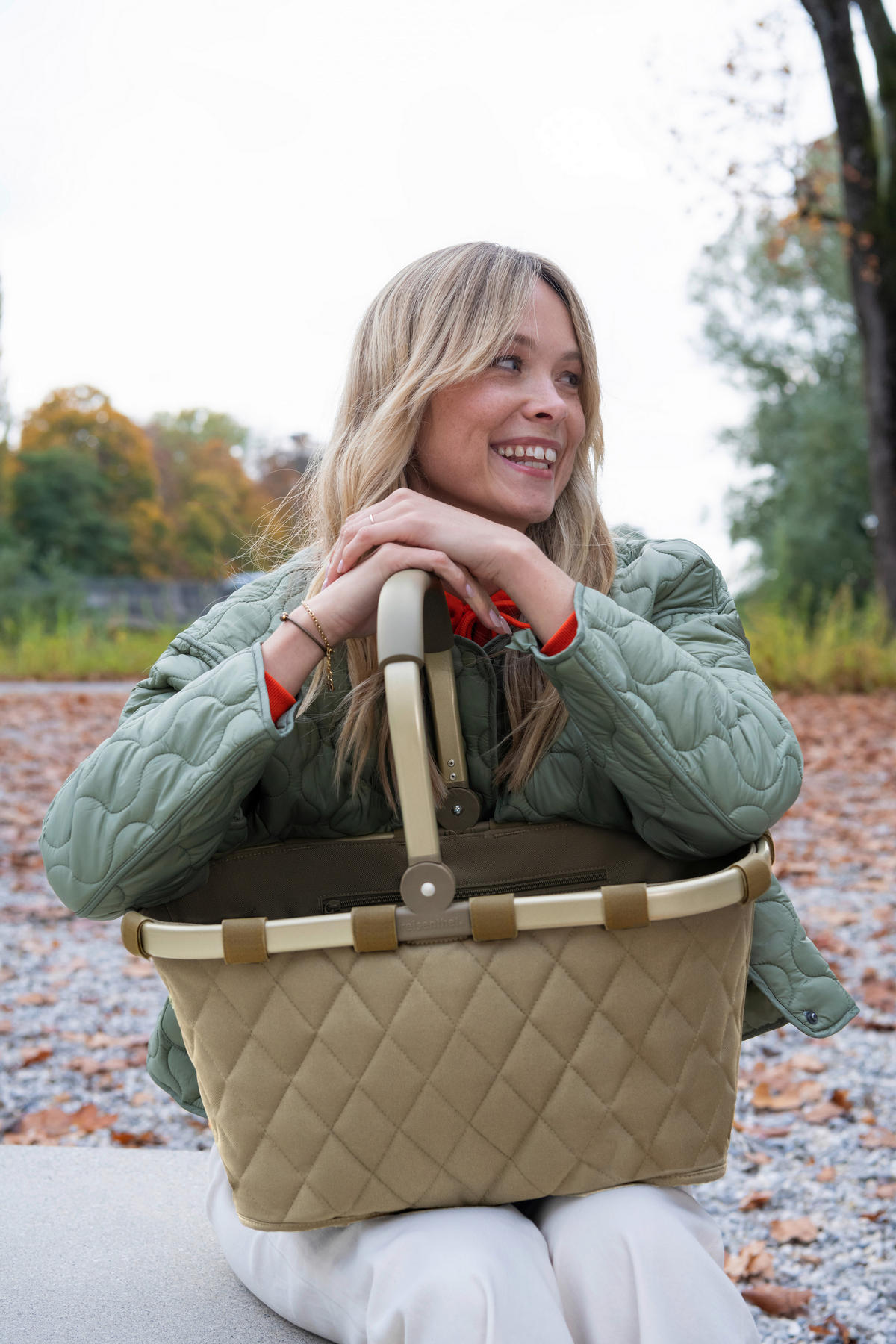EINKAUFSKORB Rhombus Olive 22 L  - Schwarz/Olivgrün, Basics, Textil (49/29/28cm) - Reisenthel
