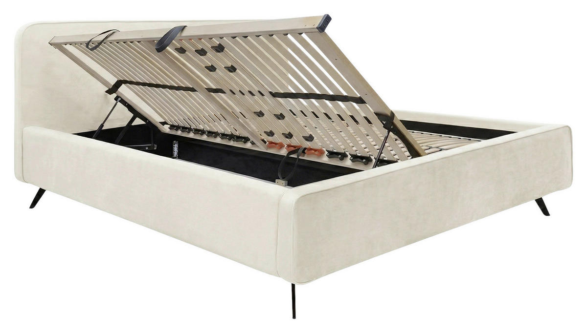 POLSTERBETT Lattenrost, Bettkasten Creme 200/200 cm  - Creme/Schwarz, MODERN, Holz/Textil (200/200cm) - MID.YOU