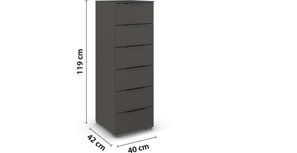 KOMMODE 40/119/42 cm  - Graphitfarben/Alufarben, Trend, Holzwerkstoff/Metall (40/119/42cm) - Novel