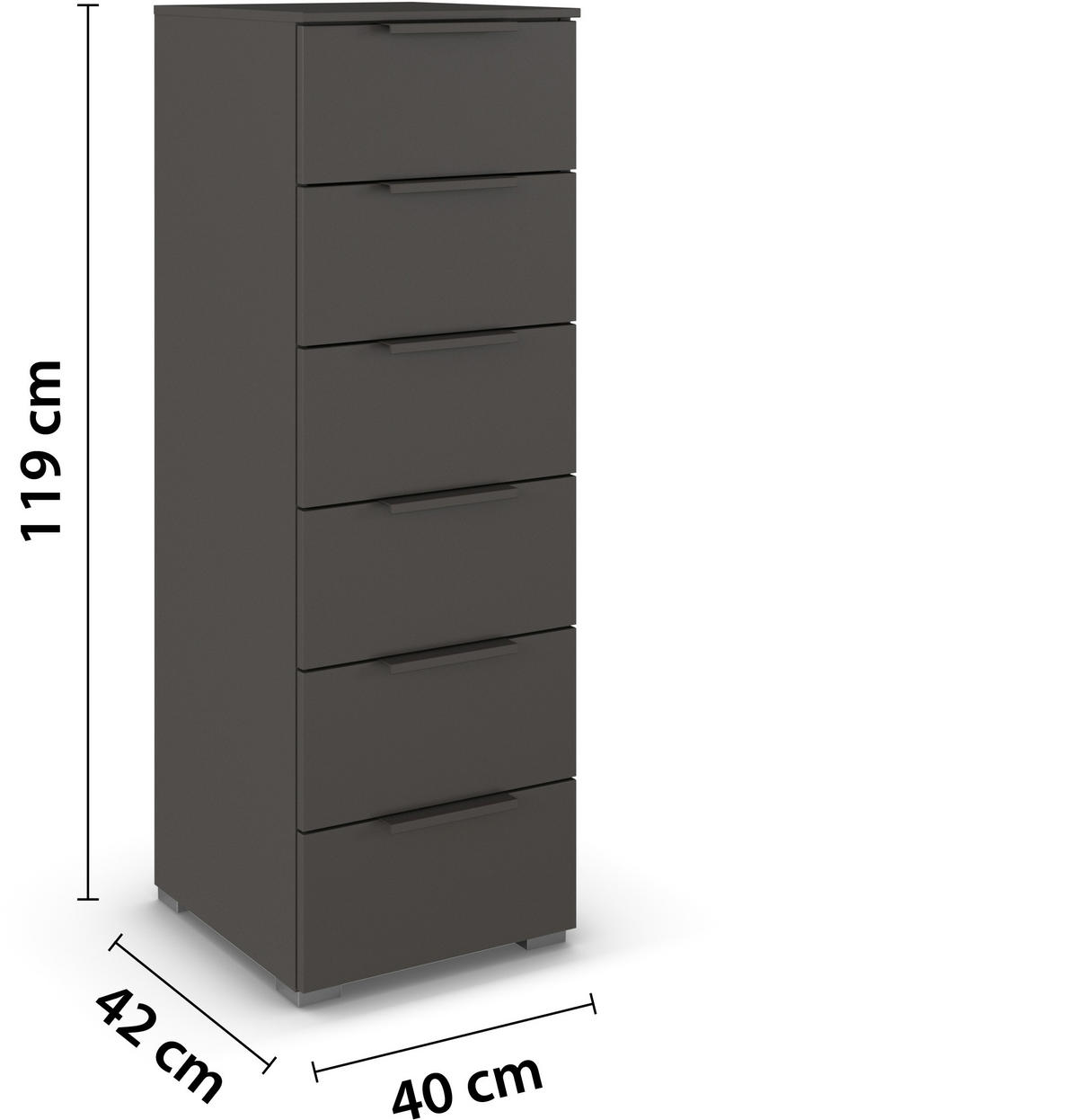 KOMMODE 40/119/42 cm  in Graphitfarben  - Graphitfarben/Alufarben, Trend, Holzwerkstoff/Metall (40/119/42cm) - Novel