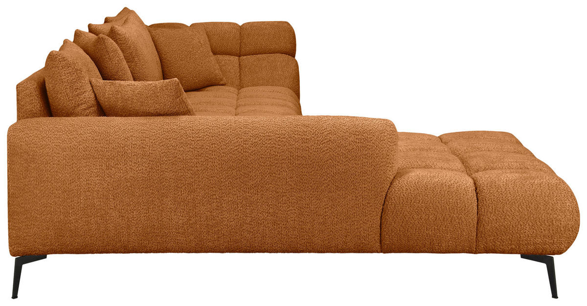 ECKSOFA Kupferfarben Bouclé Zierkissen, Rückenkissen, Rücken echt  - Schwarz/Kupferfarben, MODERN, Textil/Metall (217/318cm) - Carryhome