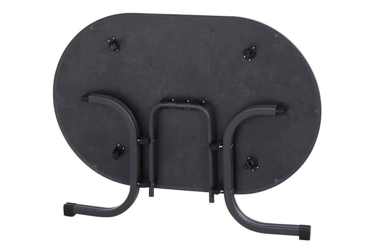 GARTENKLAPPTISCH Metall, Holzwerkstoff Anthrazit oval  - Anthrazit, KONVENTIONELL, Holzwerkstoff/Metall (140/90/71cm) - Siena Garden