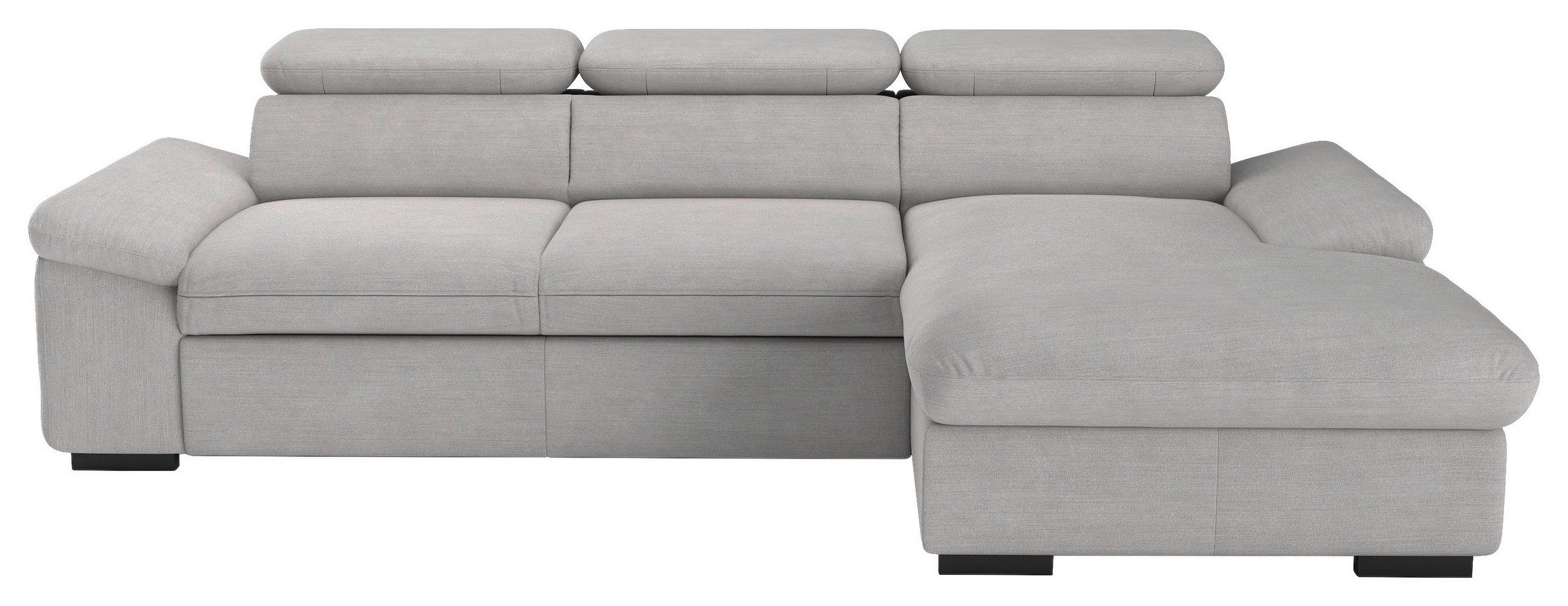 ECKSOFA in Flachgewebe Hellgrau  - Hellgrau/Schwarz, Design, Kunststoff/Textil (250/165cm) - Livetastic