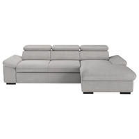 ECKSOFA in Flachgewebe Hellgrau  - Hellgrau/Schwarz, Design, Kunststoff/Textil (250/165cm) - Livetastic