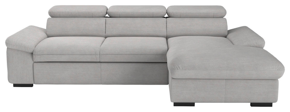 ECKSOFA in Flachgewebe Hellgrau  - Hellgrau/Schwarz, Design, Kunststoff/Textil (250/165cm) - Livetastic