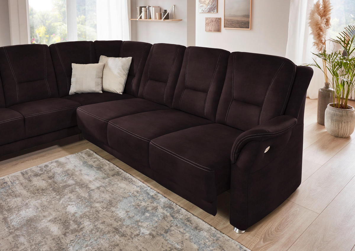 ECKSOFA in Mikrofaser Dunkelbraun  - Dunkelbraun/Beige, Konventionell, Textil/Metall (223/275cm) - Beldomo Comfort