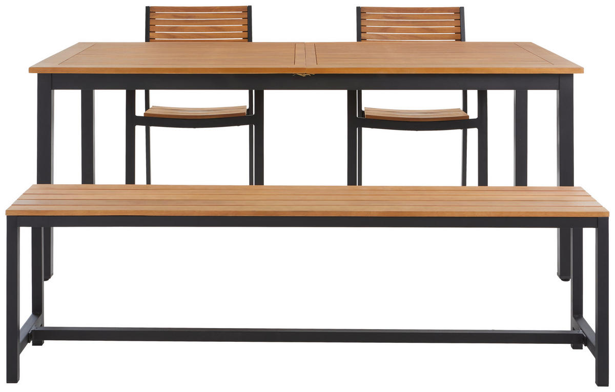 GARTENSESSEL Akazie Aluminium Schwarz, Teakfarben  - Schwarz/Teakfarben, MODERN, Holz/Metall (59,5/88/58cm) - Ambia Garden