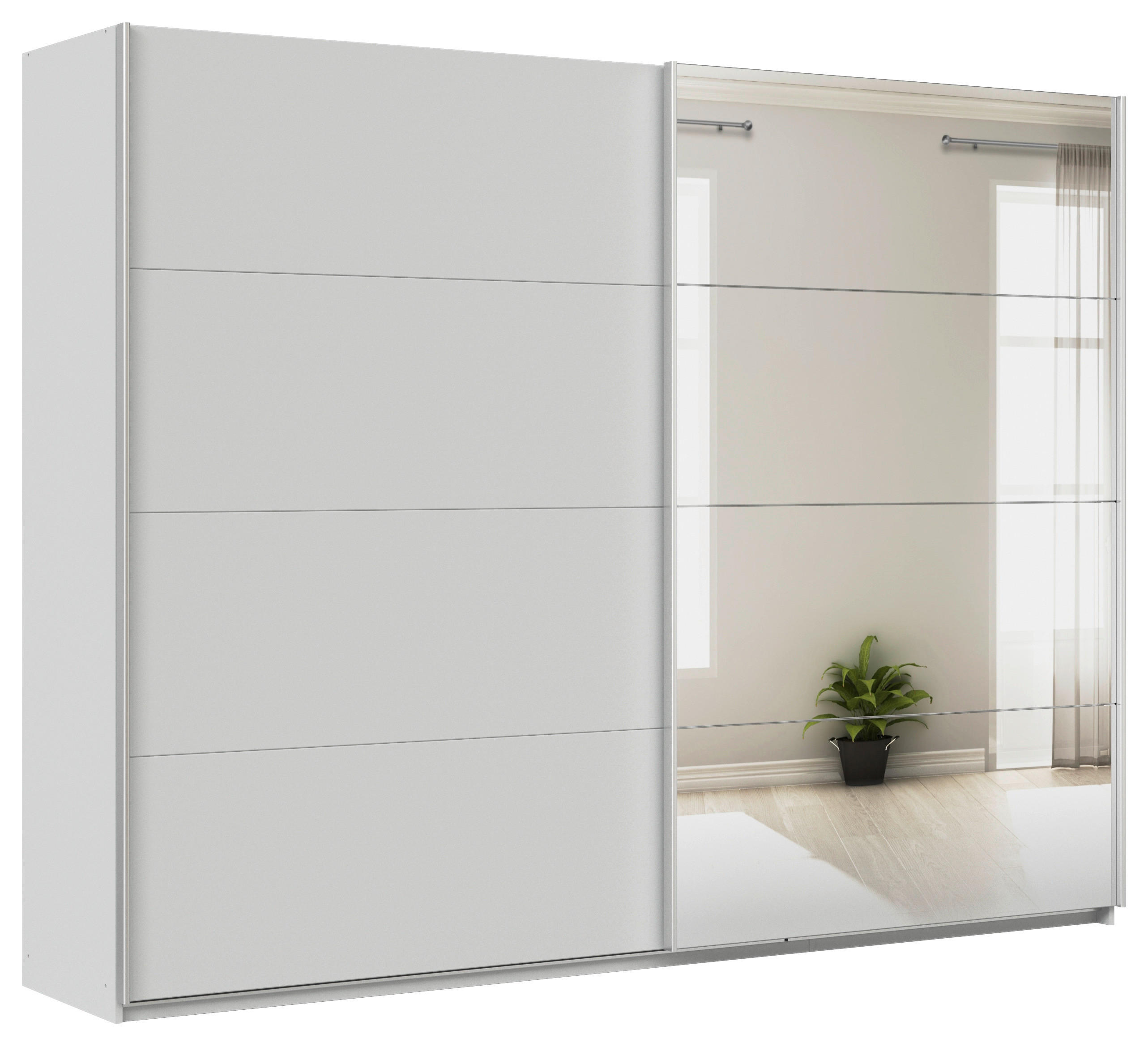 SCHWEBETÜRENSCHRANK  in Seidengrau  - Seidengrau/Alufarben, KONVENTIONELL, Glas/Holzwerkstoff (271/229/62cm) - Xora