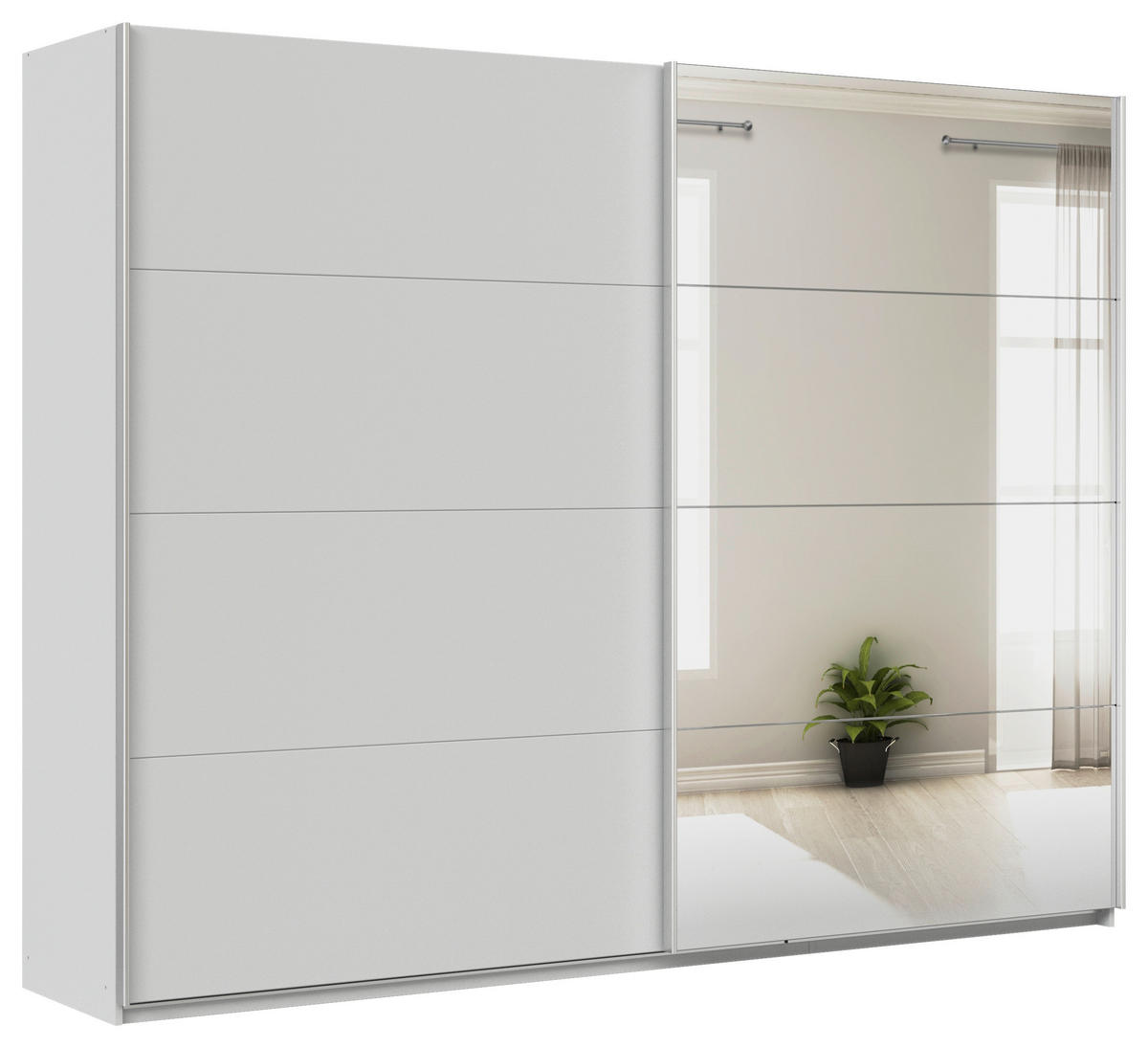 SCHWEBETÜRENSCHRANK  in Seidengrau  - Seidengrau/Alufarben, KONVENTIONELL, Glas/Holzwerkstoff (271/229/62cm) - Xora