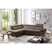 ECKSOFA Dunkelbraun Mikrofaser  - Chromfarben/Dunkelbraun, Design, Textil/Metall (208/248cm) - Livetastic