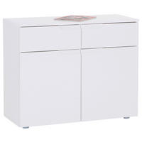 KOMMODE HILTON  in 100/81,4/40 cm  - Weiß Hochglanz/Silberfarben, MODERN, Holzwerkstoff/Kunststoff (100/81,4/40cm) - Hom`in