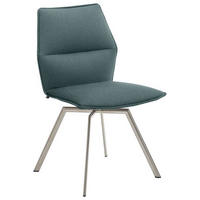 STUHL Türkis, Edelstahlfarben  - Türkis/Edelstahlfarben, Design, Textil/Metall (49/86/60cm) - Venjakob