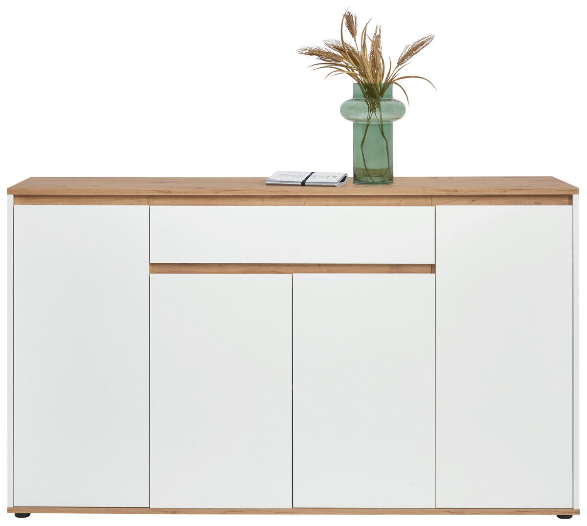 KOMODA, bela, hrast artisan  - bela/hrast artisan, Moderno, leseni material (160/93/38cm) - Carryhome