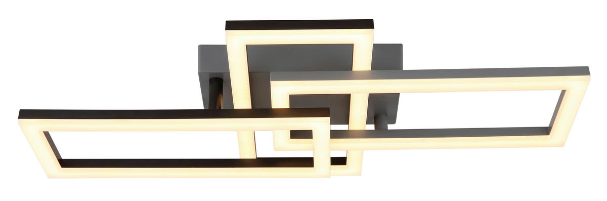 LED-DECKENLEUCHTE    61,4/34,1/9,3 cm  - Opal/Schwarz, Design, Kunststoff (61,4/34,1/9,3cm) - Globo