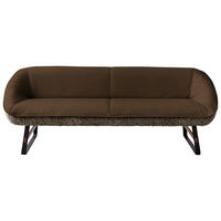 SITZBANK Textil, Leder Braun, Olivgrün  - Schwarz/Braun, Design, Leder/Holz (229/88/80cm) - Koinor