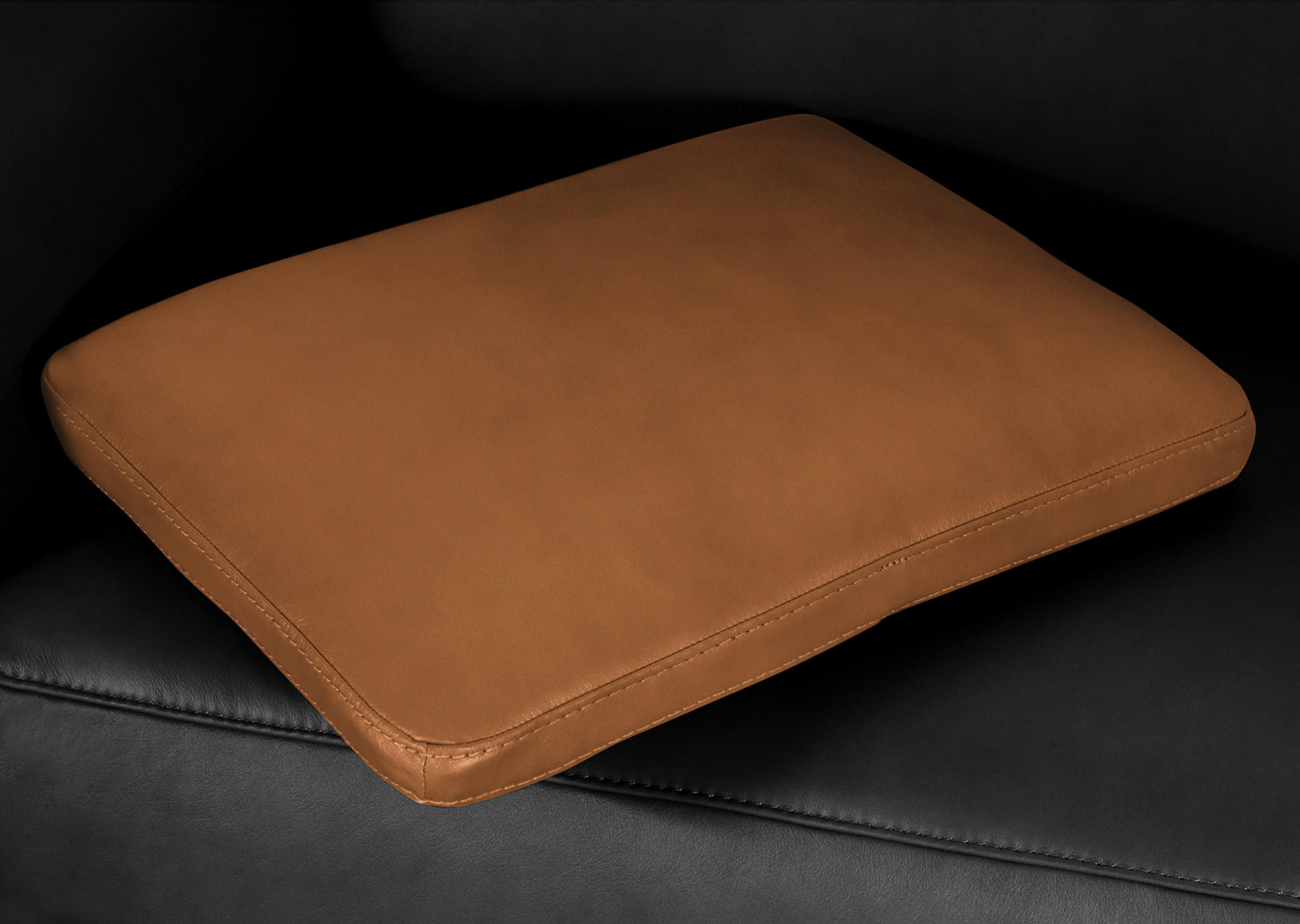 Thumbnail - Livetastic Zierkissen Spring, Cognac, Leder, Echtleder, Semi-Anilinleder, Füllung: Schaumstoff, rechteckig, 52x42x7 cm, ...