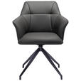 ARMLEHNSTUHL  , Typenauswahl, Sitzfläche 180° drehbar  ,  , Echtleder  - Dunkelgrau/Schwarz, Design, Leder/Metall (60/85/62cm) - Novel