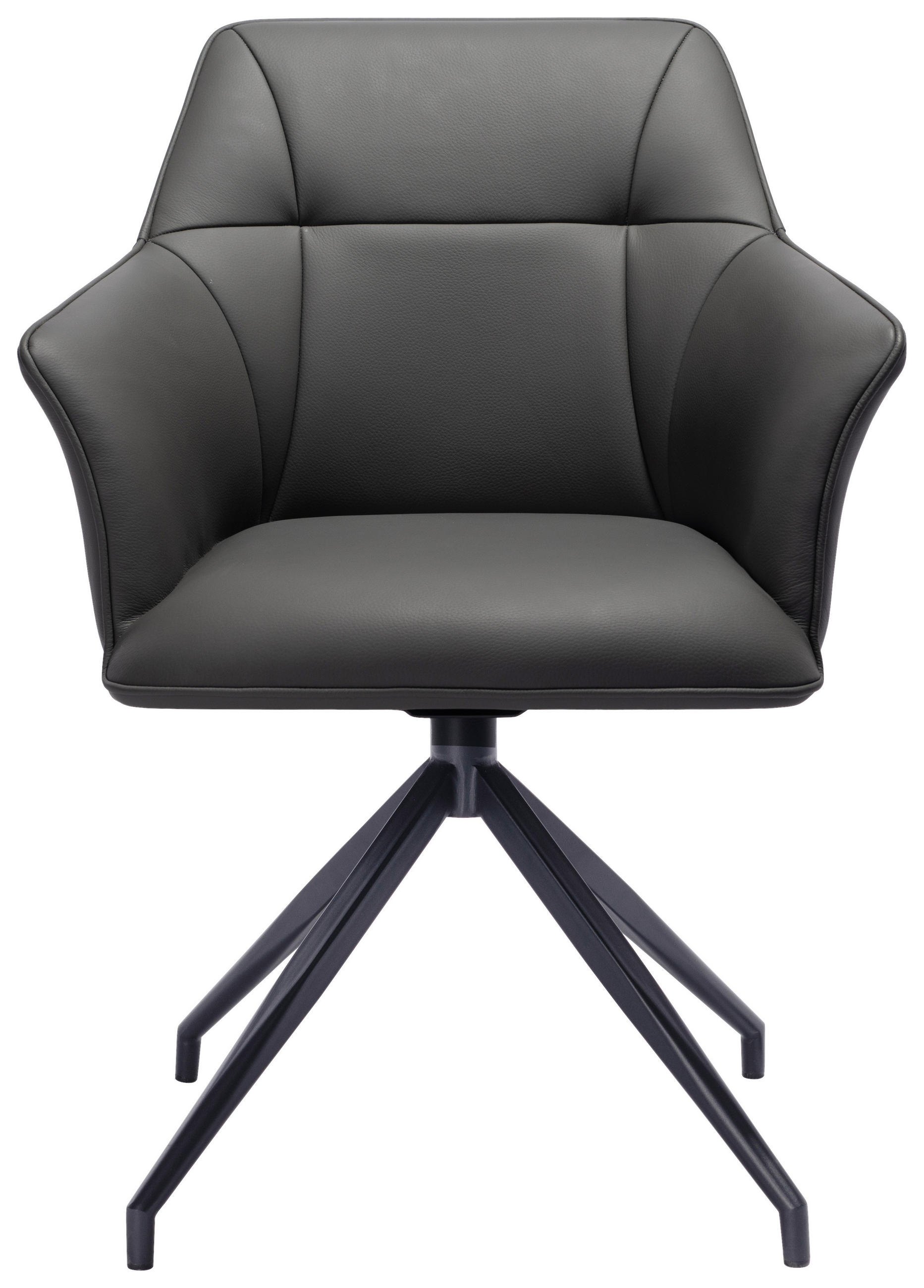 SCAUN CU BRAțE in gri, gri închis  - gri închis/negru, Design, metal/piele (60/85/62cm) - Novel