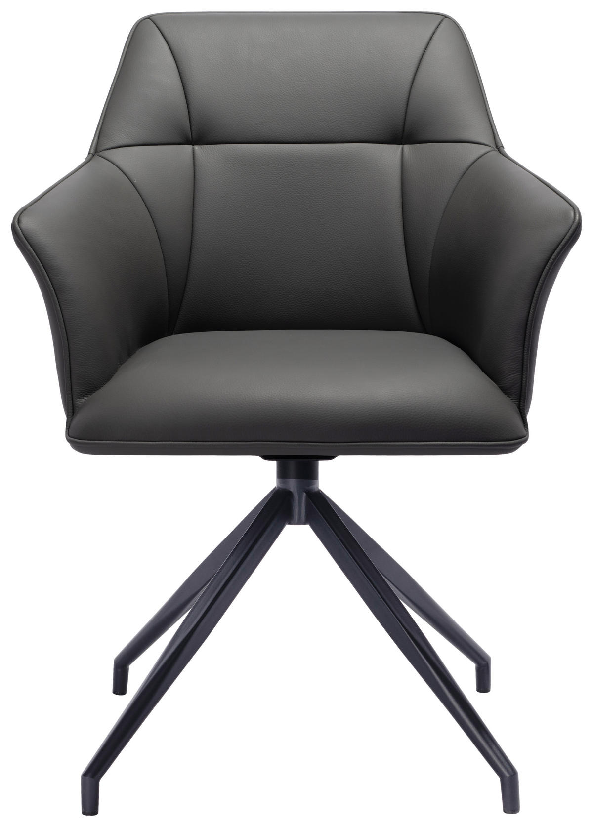 SCAUN CU BRAțE in gri, gri închis  - gri închis/negru, Design, metal/piele (60/85/62cm) - Novel