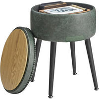 TABURET, kov, textil, kompozitní dřevo, 32/44/32 cm - černá/krémová, Trend, kov/kompozitní dřevo (32/44/32cm) - MID.YOU