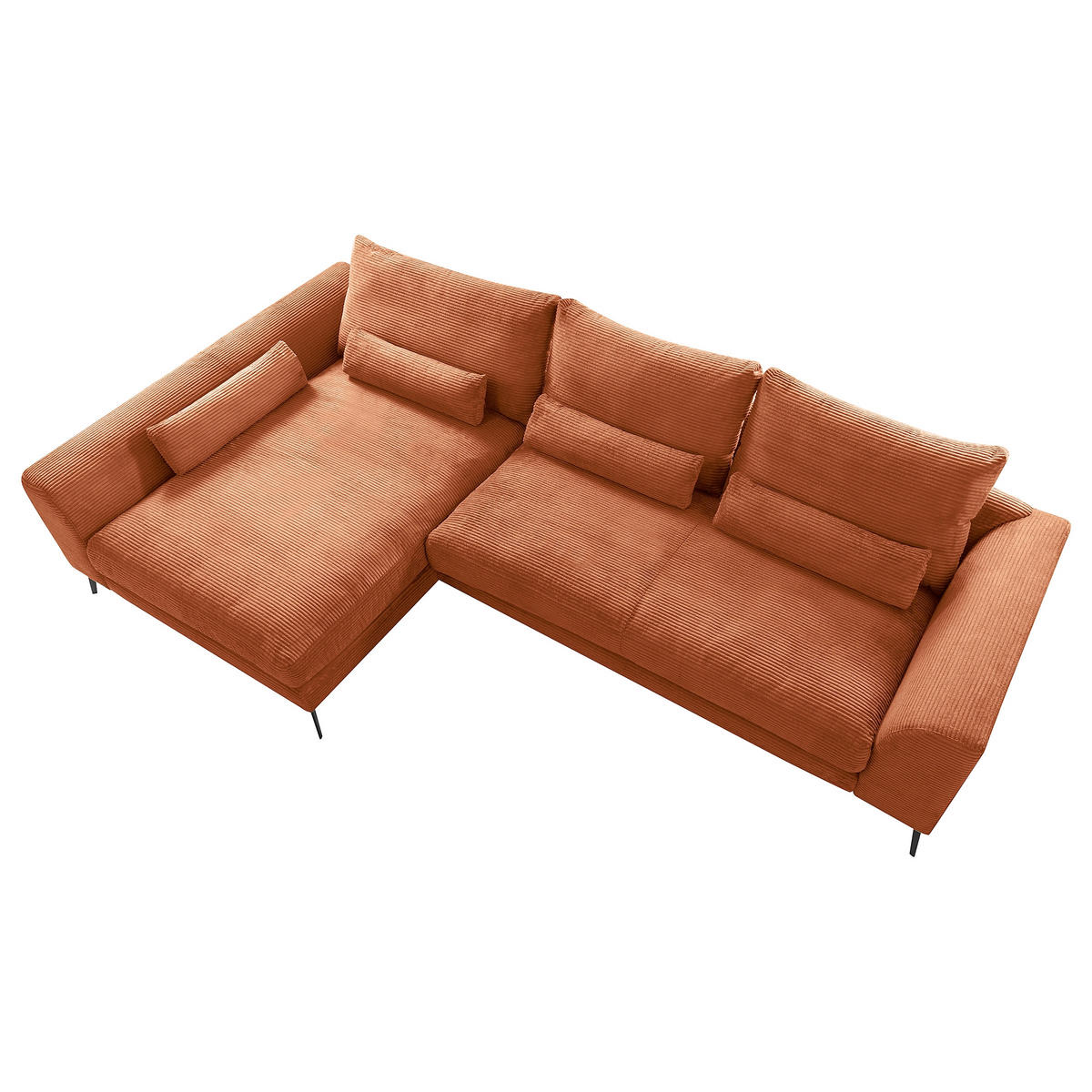 ECKSOFA Kupferfarben Cord Nierenkissen, Rückenkissen  - Schwarz/Kupferfarben, Design, Textil/Metall (172/313cm) - P & B