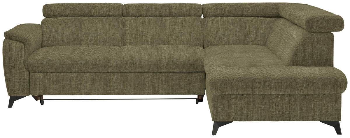ECKSOFA in Flachgewebe Grün  - Schwarz/Grün, Design, Textil/Metall (260/203cm) - Stylife