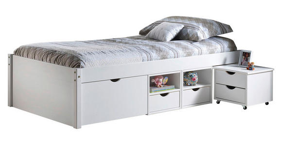 STAURAUMBETT 90/200 cm in Weiß - Weiß, LIFESTYLE, Holz (90/200cm) - Xora