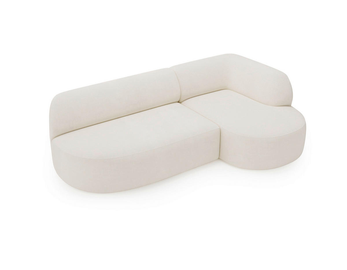 ECKSOFA Chenille Creme  - Creme/Schwarz, Design, Kunststoff/Textil (218/156cm) - Livetastic