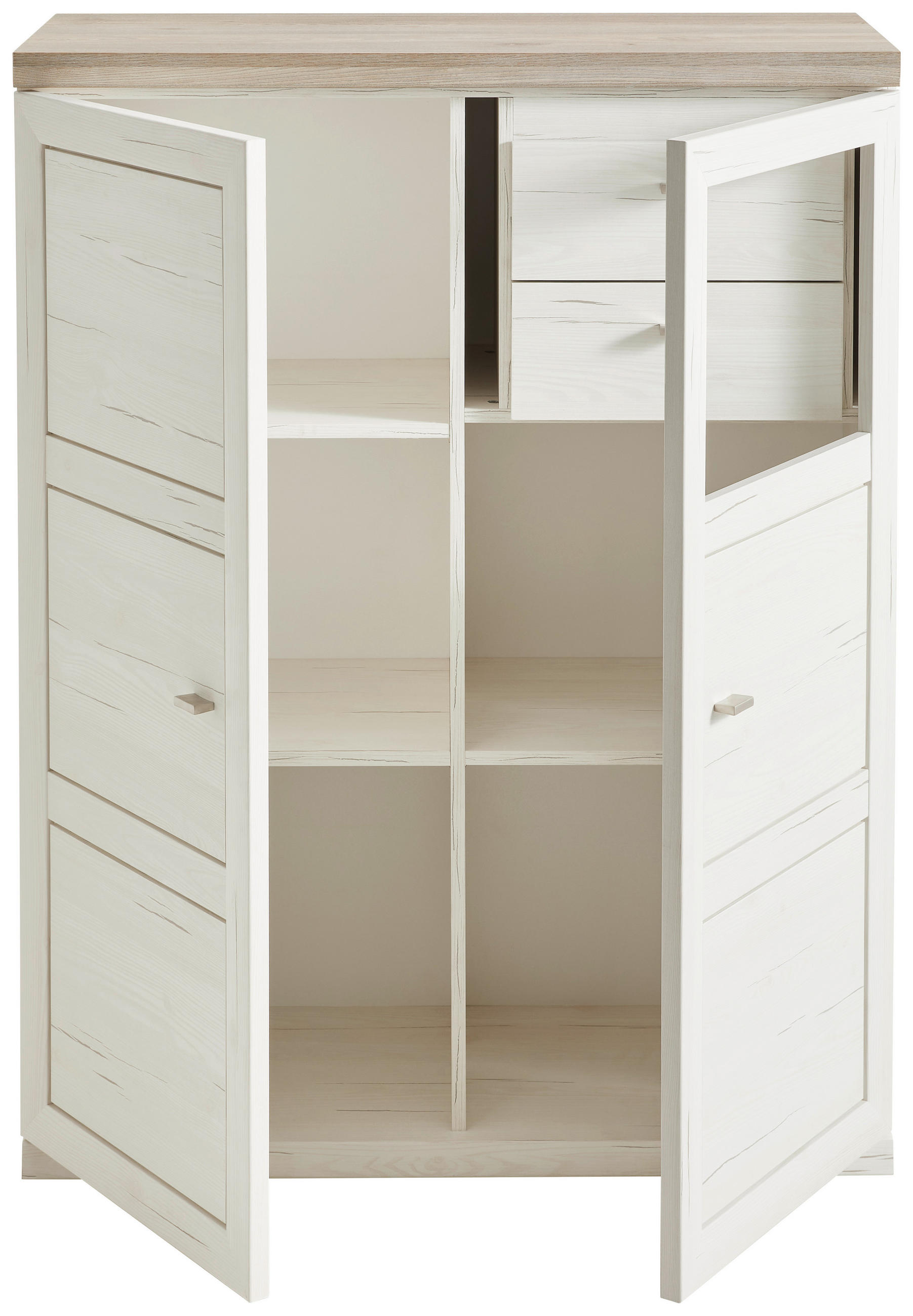 COMODĂ ÎNALTĂ 100,8/131,6/43 cm  - alb/gri, Modern, material pe bază de lemn (100,8/131,6/43cm) - Hom`in