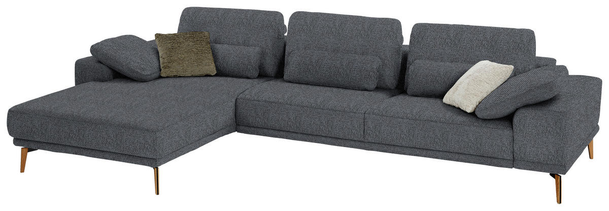 ECKSOFA in Flachgewebe Anthrazit  - Wildeiche/Anthrazit, Design, Holz/Textil (193/334cm) - Niels Andersson