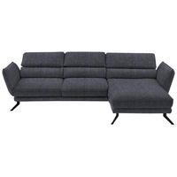 ECKSOFA Valdera in Velours Grau  283/153 cm  - Schwarz/Grau, Design, Textil/Metall (283/153cm) - Valdera