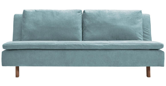 SCHLAFSOFA Flachgewebe Blau - Blau/Eichefarben, KONVENTIONELL, Holz/Textil (205/85/98cm) - Carryhome