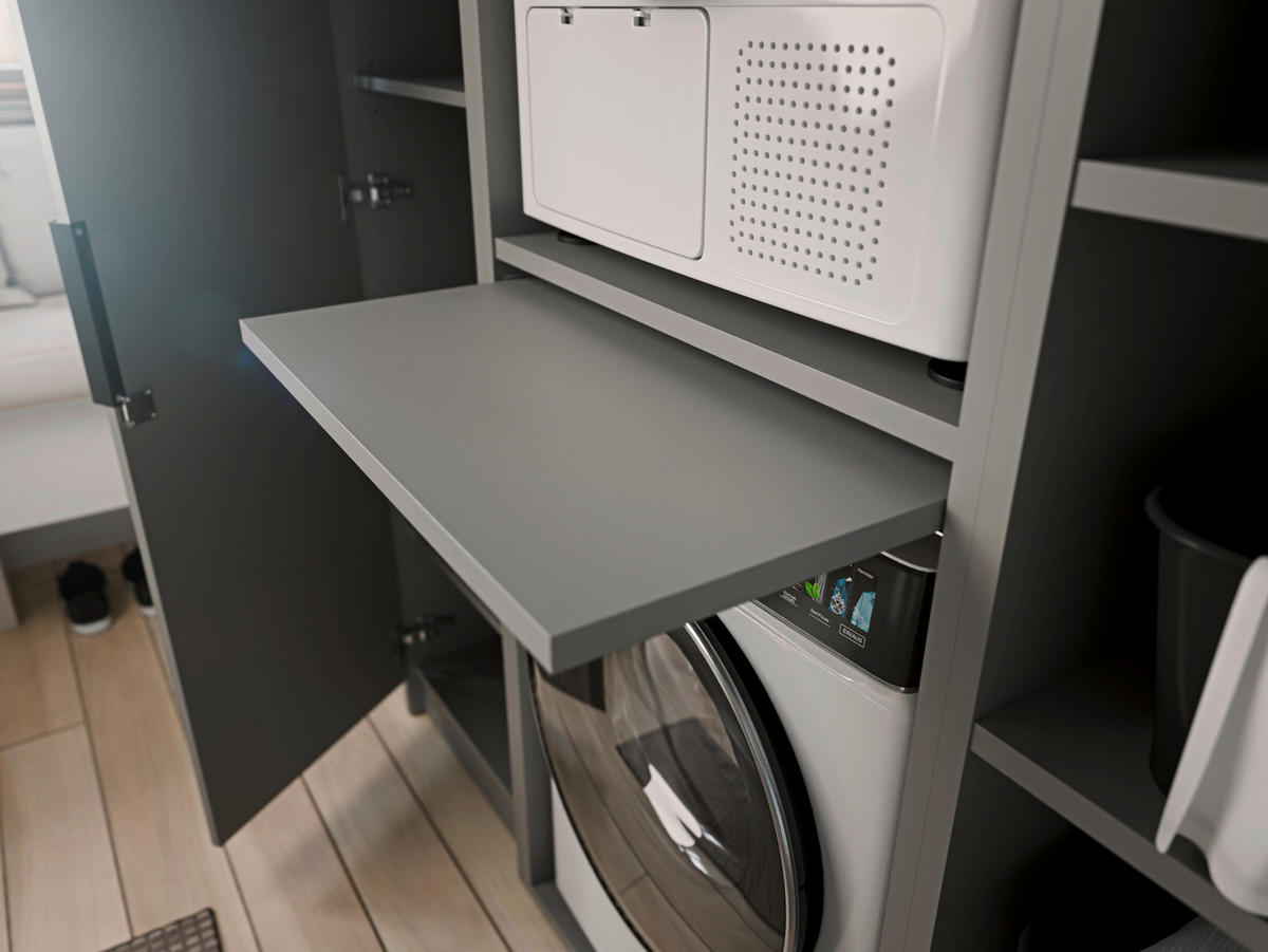 WASCHMASCHINENSCHRANK 70/220/68 cm  in Grau  - Schwarz/Grau, Basics, Holzwerkstoff/Kunststoff (70/220/68cm) - MID.YOU