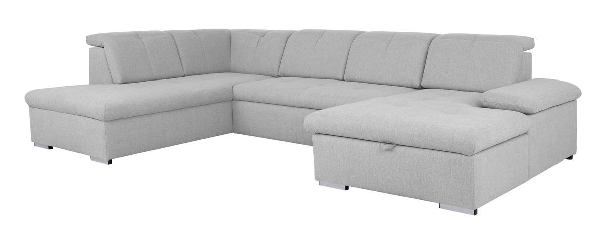 WOHNLANDSCHAFT Hellgrau  - Hellgrau/Grau, Design, Textil/Metall (215/328/173cm) - MID.YOU