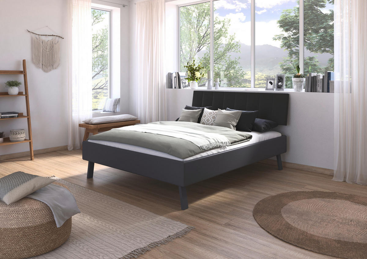 BETT 160/200 cm,  in Grau,  - Grau, Design, Textil/Metall (160/200cm) - Carryhome