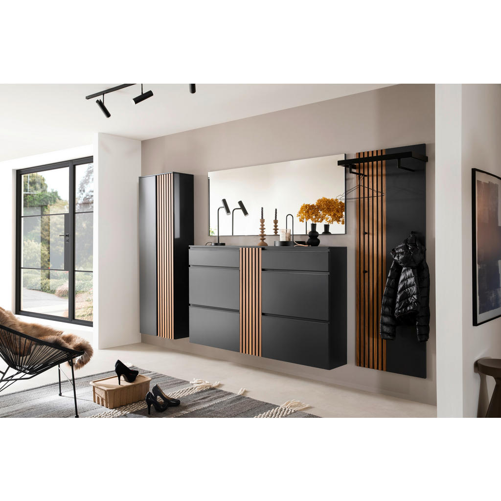 Thumbnail - Moderano Garderobe, Anthrazit, Nussbaum, Holz, Holzwerkstoff, 4-teilig, Kernnussbaum, furniert, 310x200x30 cm, Garderobe...