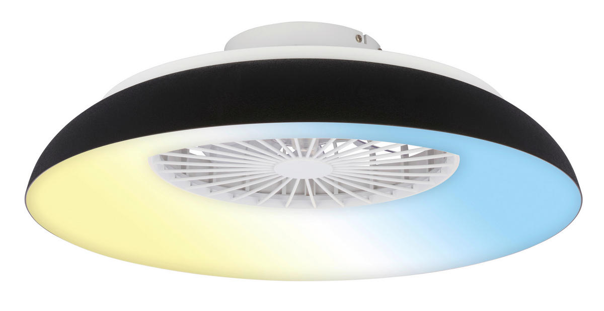 Deckenleuchte mit Ventilator 60/19 cm  - Schwarz/Weiß, Design, Kunststoff (60/19cm)