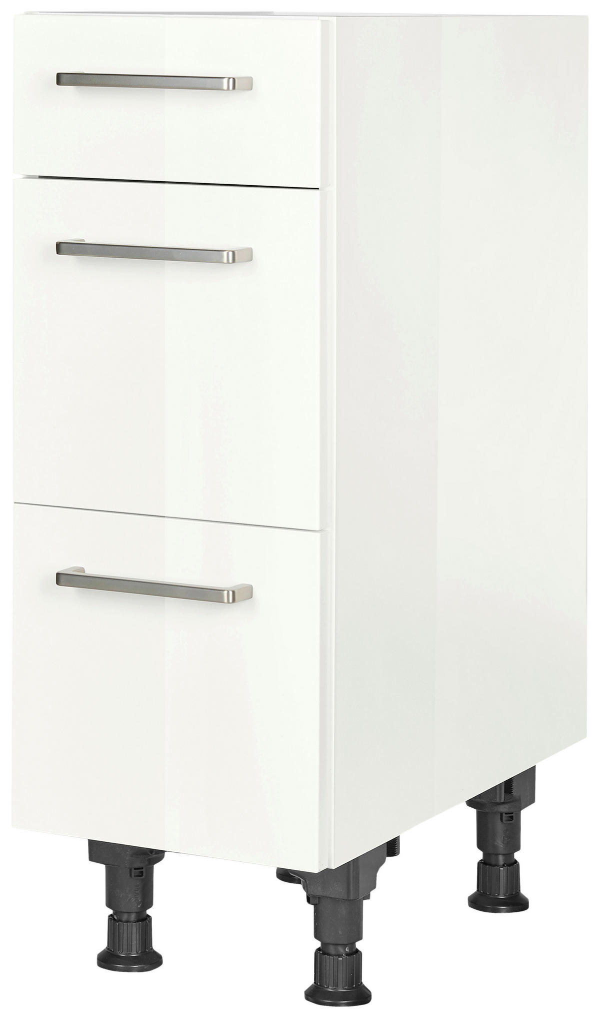 SCHUBKASTENUNTERSCHRANK 30/87/56 cm  in Weiß Hochglanz  - Edelstahlfarben/Weiß Hochglanz, MODERN, Holzwerkstoff/Metall (30/87/56cm) - Nobilia