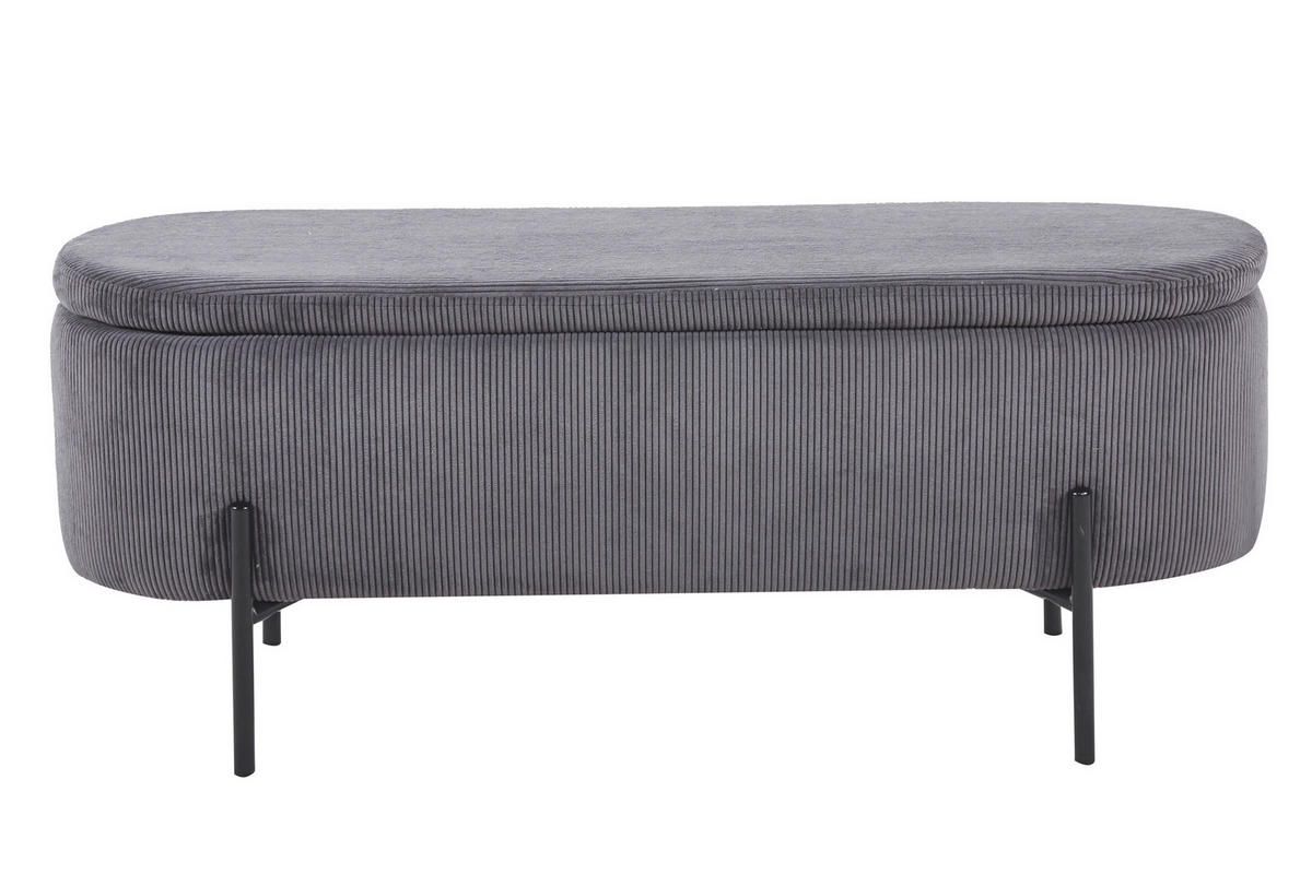 BETTBANK Cord Grau  - Schwarz/Grau, MODERN, Textil/Metall (110/44/40cm) - Livetastic