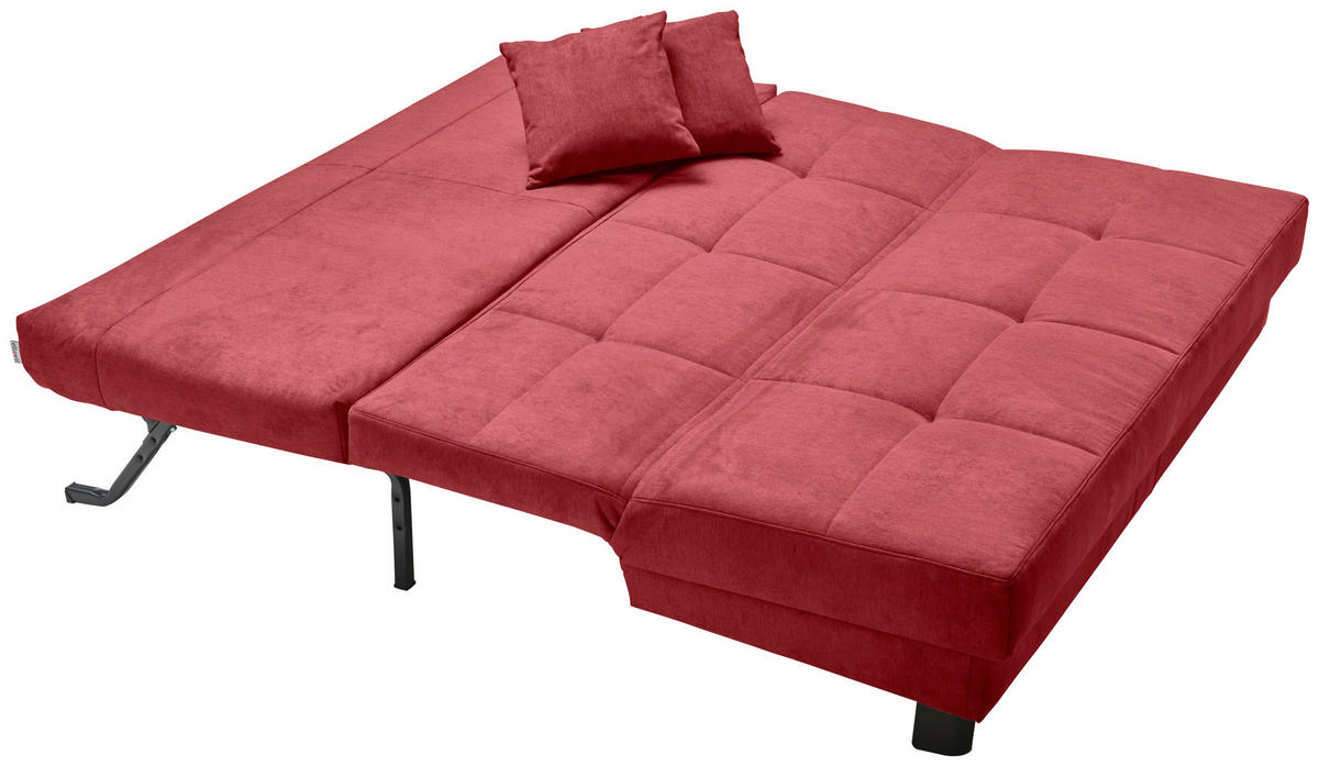 SCHLAFSOFA Mikrovelours Rotbraun  - Rotbraun/Schwarz, KONVENTIONELL, Textil/Metall (185/85/100cm) - Carryhome
