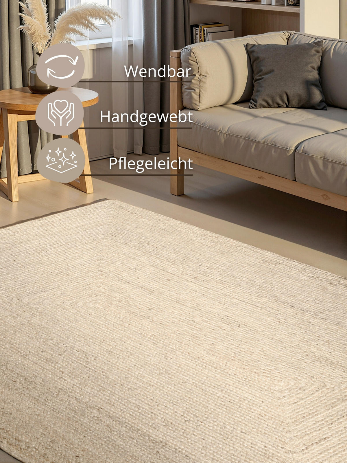 JUTETEPPICH 200/300 cm Juno Weiß rechteckig  - Weiß, Natur, Textil (200/300cm) - Hanse Home
